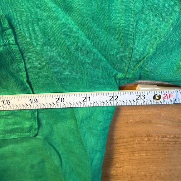 Maeve Anthropologie Womens Green Button Down Shirt Ruched Long Sleeve Md pocket‎ - Picture 6 of 9